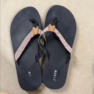 J.Crew Grey & Pink Grosgrain Polka Dot Sandals